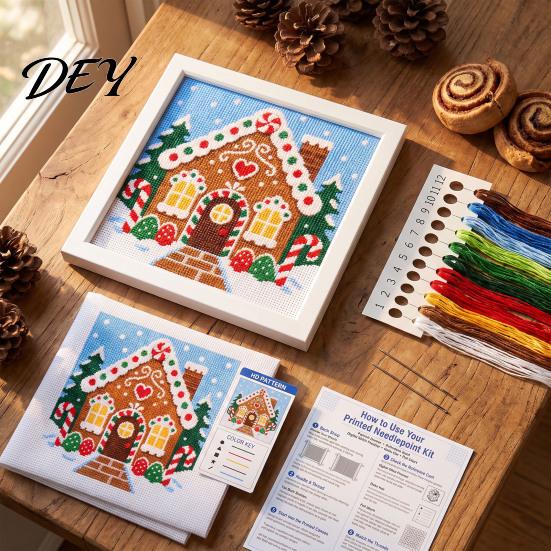 Рождественский носок Вышивка Сделай сам Набор для needlepoint, Праздничный крестик Санта Снеговик Олень Узоры, Материалы для рукоделия для начинающих Вышивка и рукоделие