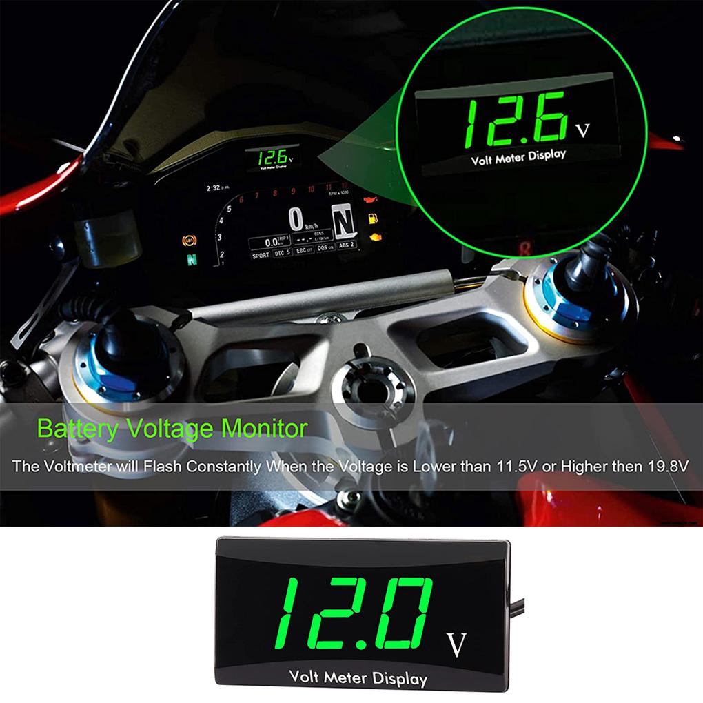 Вольтметр постоянного тока 8-16 В, светодиодный дисплей, цифровая панель, вольтметр, тестер 12 В для автомобиля, мотоцикла, водонепроницаемое измерение