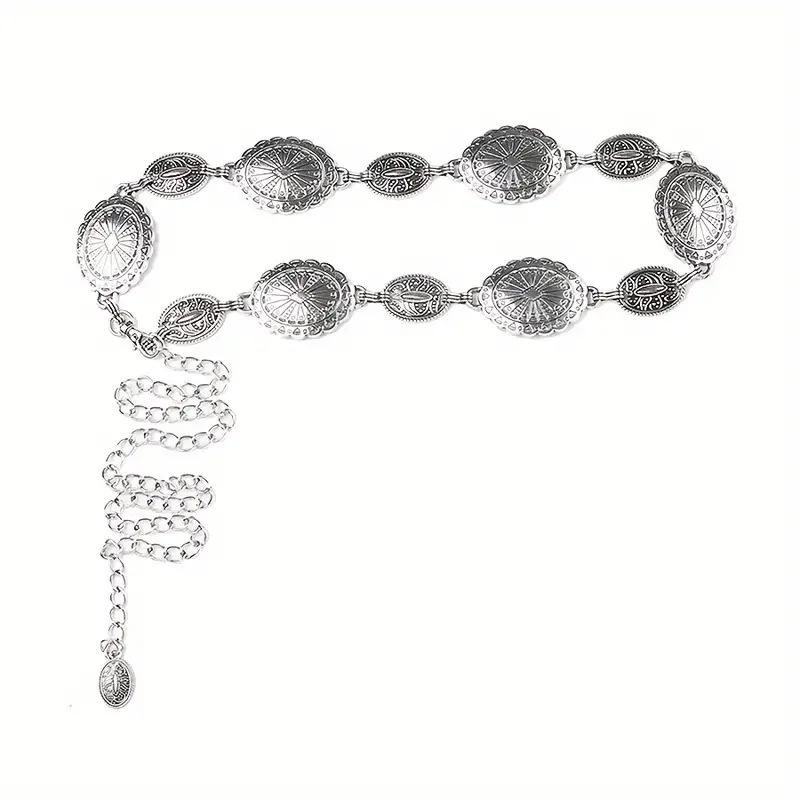 Trendy Y2K Metal Waist Chain: European & American Niche Bohemian Round Plate Jewelry Belt for Women