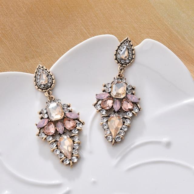 Ztech New Pink Series Crystal Beads Tassel Earrings for Women Girls Elegant Cute/Romantic Korean Style Statement Jewelry Brincos