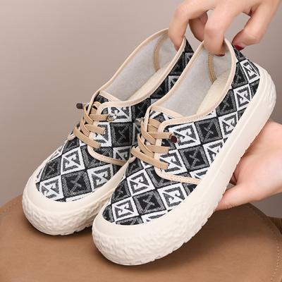 Женские парусиновые туфли, легкие кроссовки на платформе, низкие теннисные туфли со шнуровкой, удобная повседневная обувь для ходьбы, женские нескользящие дышащие туфли