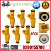 6 шт./лот Топливные форсунки Подходят для Jeep Ford Mercury Grand Cherokee 4.0 EV1 4 отверстия Wrangler Comanche 4.0L 0280155710 0280155700