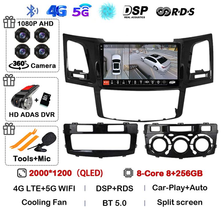 Android 14 Carplay Auto Для Toyota Fortuner HILUX Revo Vigo 2007-2010 2011 2012-2014 2015 Автомагнитола Мультимедийный плеер GPS Стерео