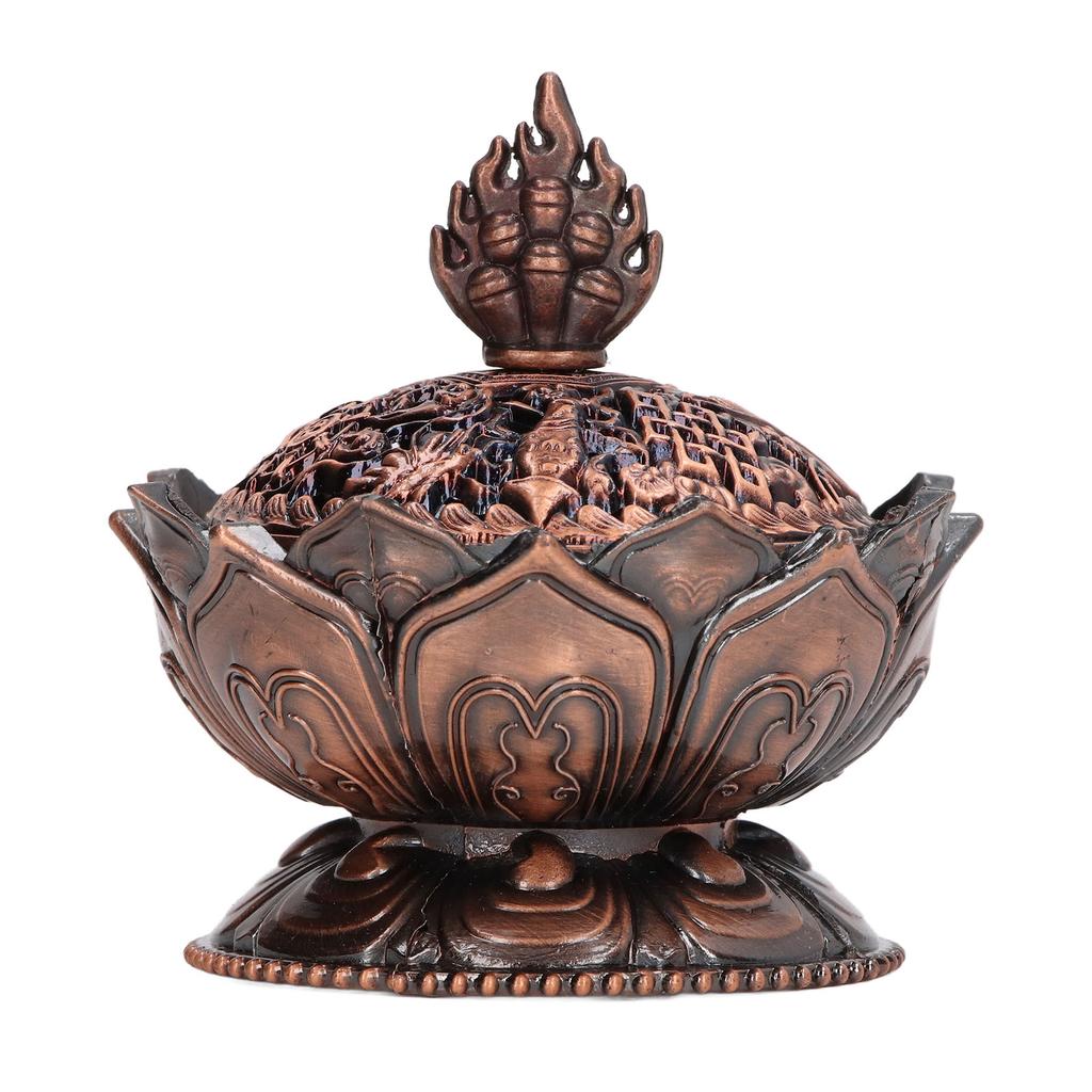 Lotus Incense Burner Vintage Style Flower Shaped Alloy Incense Holder for Home Decoration Antique