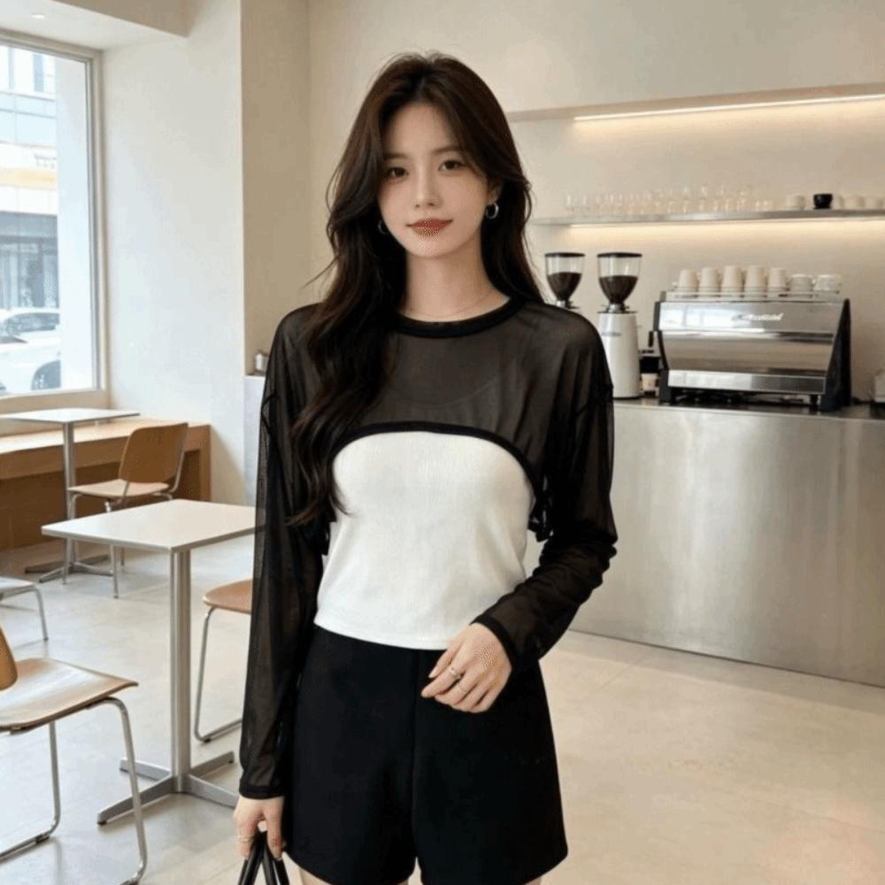 Casual Sun Protection Cover Up Mesh Chiffon Layering Top Stretchy Arm Sleeve Cover Sports