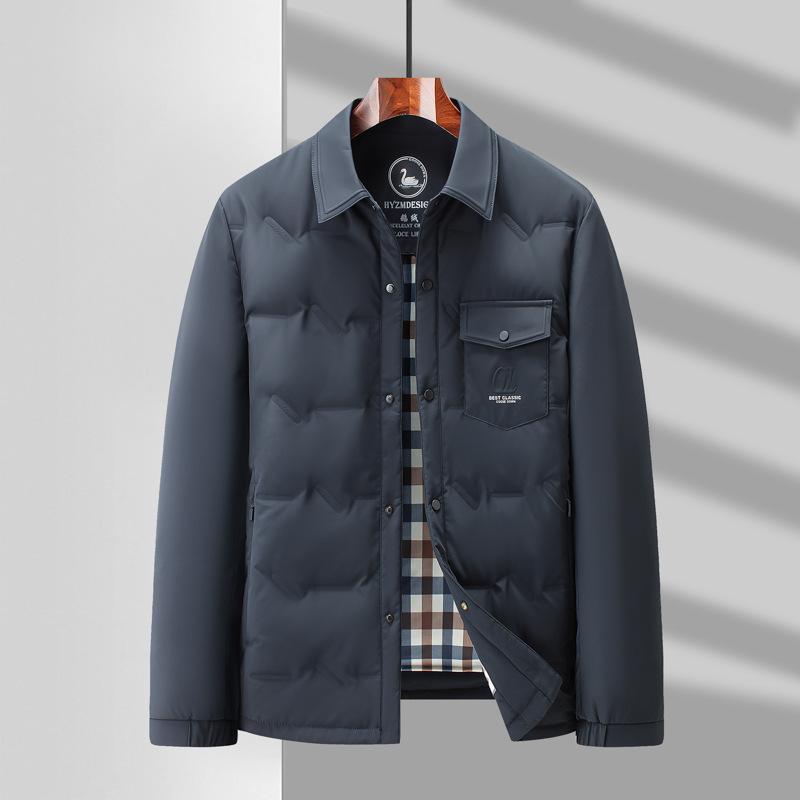 Зимняя новая мужская куртка-пуховик с короткими лацканами, деловая повседневная белая куртка на гусином пуху, мужская куртка