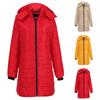 Womens Cotton-Padded Clothes Medium Long Solid Color Hooded Keep Warm Cotton Jacket Waistcoat Down Cotton Coat