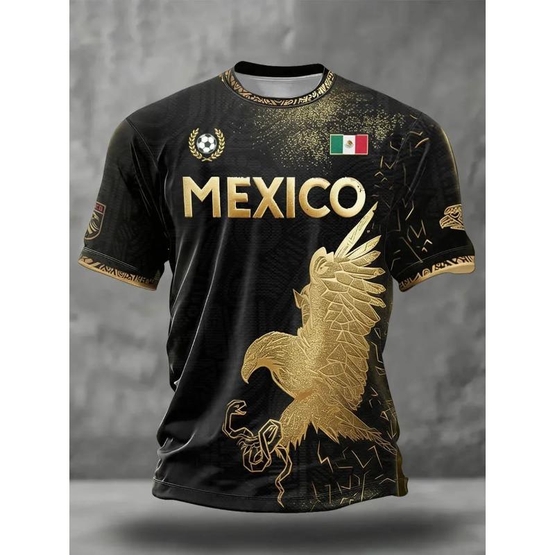 2026 New Mexican National Team Soccer T-shirt Full Flat Print Short Sleeve Mexico Flag Training Sportwear for Summer