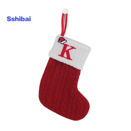 Рождественский чулок с вышитой буквой и подвесной веревкой, тонкая работа, рождественский чулок, праздничное рождественское украшение