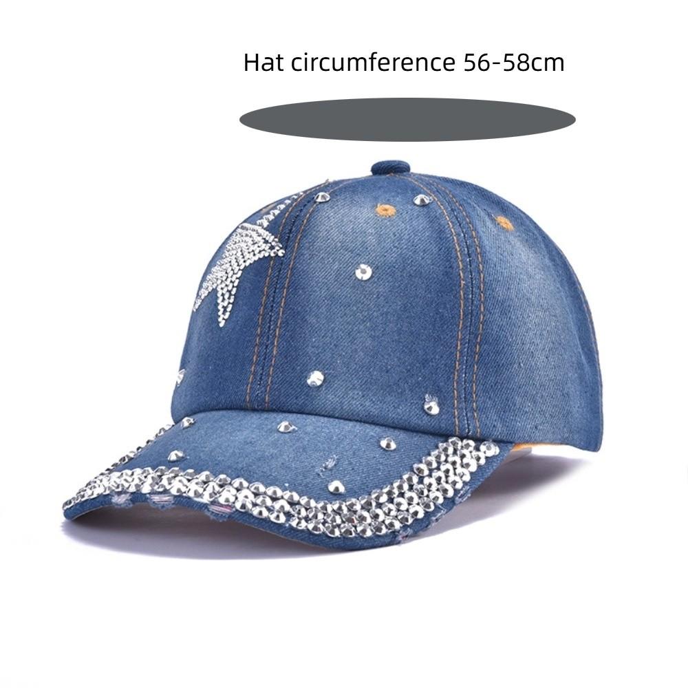 Модная Блестящая Джинсовая Бейсболка Y2K Регулируемая Хип-Хоп Snapback Звезда Со Стразами Козырек Женская