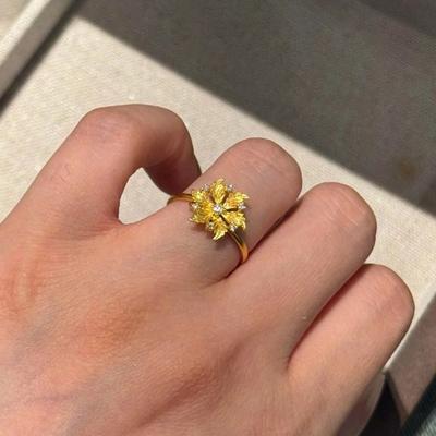Позолоченные кольца с пионами и стразами Древняя медь Цветочные регулируемые кольца Трехмерный китайский стиль