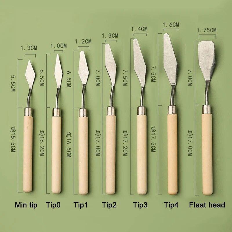 7pcs Stainless Steel Oil Painting Knives Set Artist Crafts Spatula Palette Knife Art Oil Painting Mixing Knife Scraper Art Tools