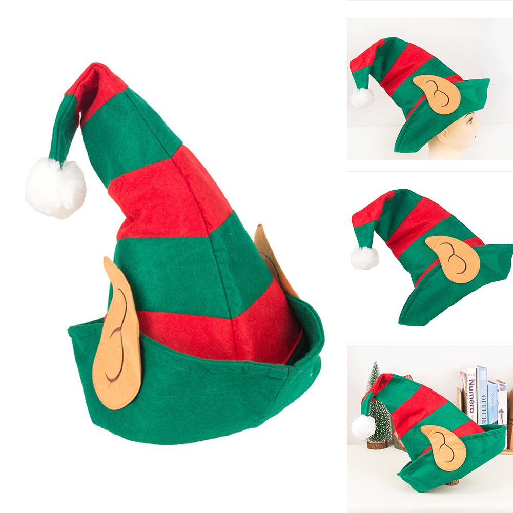 46x36см Зеленая шапка Санты для взрослых женщин с ушками эльфа, мягкая нетканая, рождественское украшение, аксессуары для костюма для домашней вечеринки