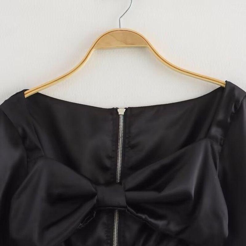 Kaslead New Arrival Women's Fashion Style Fashion Colorblock Long Sleeves Short Top Skirt Outfit