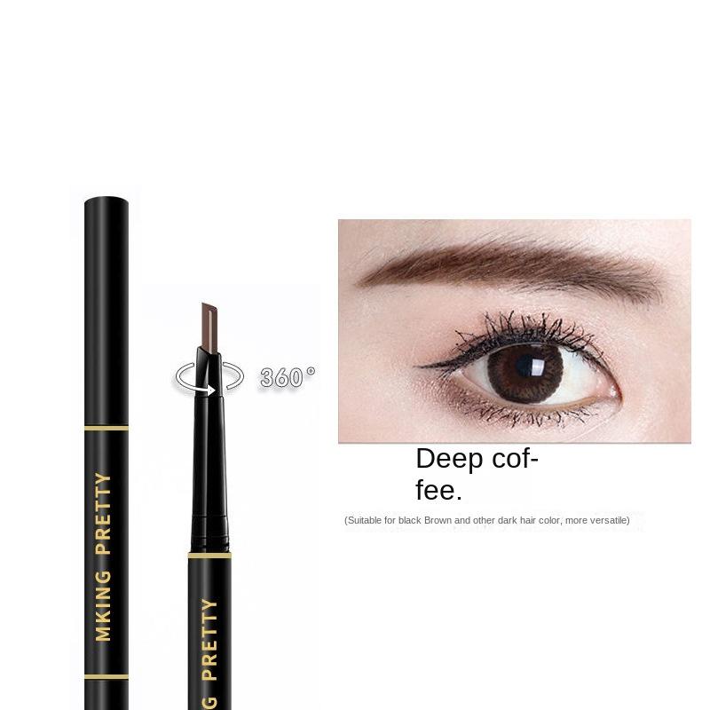 Модный автоматический карандаш для бровей с двойной головкой, водостойкий, устойчивый к поту, долговечный, устойчивый к размазыванию для начинающих, 3D, натуральный цвет