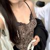 Женский укороченный топ с леопардовым принтом, модный жилет, эстетический корсетный топ с открытыми плечами, без рукавов, тонкие обтягивающие Y2k, сексуальные винтажные майки, одежда 2000-х годов