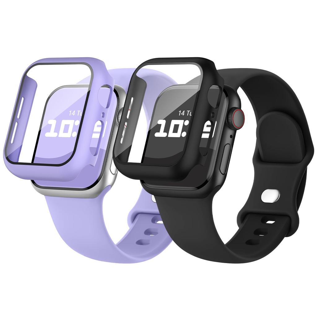 Glass+Case+Strap For Watch band 44mm 41mm 45mm 40mm 38mm 42mm Silicone bracelet iWatch serises 9 8 3 4 5 6 SE 7 watchbands