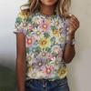 3D Printed Flower T Shirt For Women Floral Graphic Short Sleeves Summer Fashion Street O-Neck Tees Tops Loose Oversize T-Shirts
