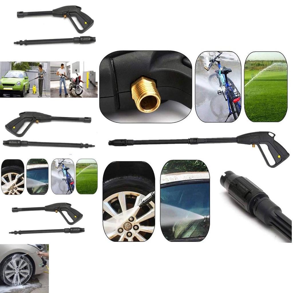 Powerful High-pressure Water Gun M14 Adjustable Spray Nozzle 5m Hose Set For Car Wash And Gardening