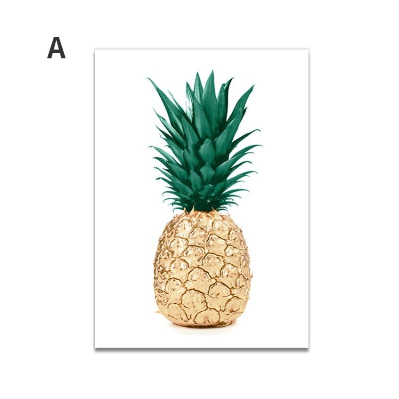Скандинавские золотые ананасы, зеленые листья, декоративные картины на холсте, тропические растения, природные цитаты, настенный постер для гостиной, без рамки