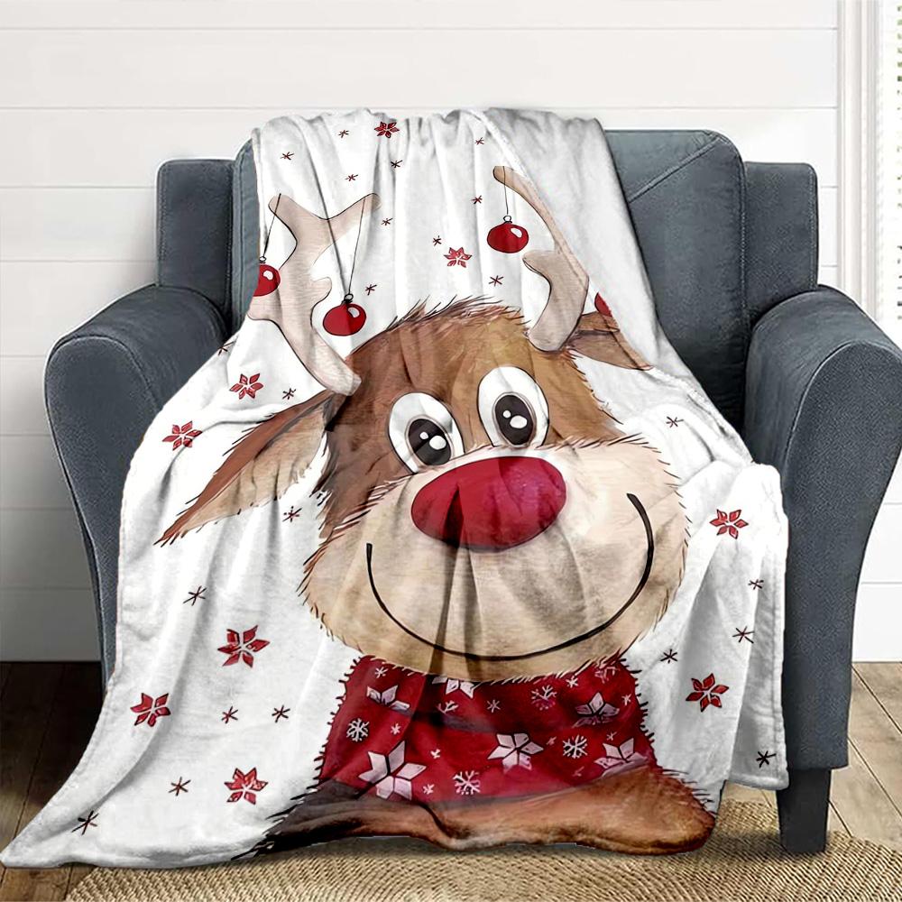 Christmas Reindeer Flannel Blanket Throw Blanket Soft Warm Sofa Bed Camping Car home Decor Unique Christmas Gift C9301838