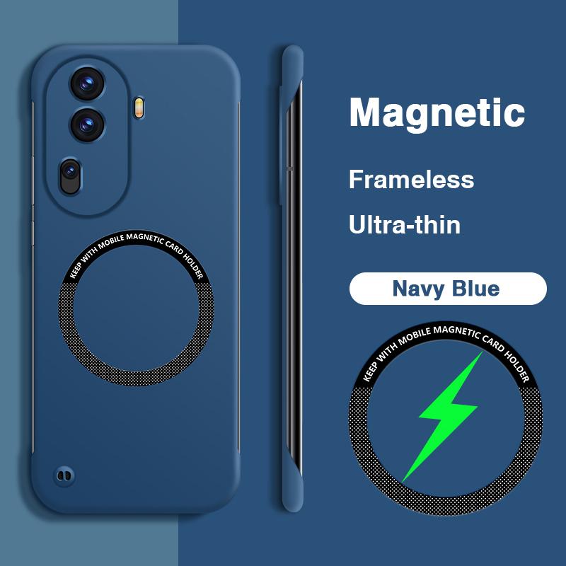 Магнитный чехол для беспроводной зарядки для OPPO Reno11 Pro Reno 11 11Pro 5G Высококачественная жесткая поликарбонатная крышка Защита объектива Безрамочный дизайн