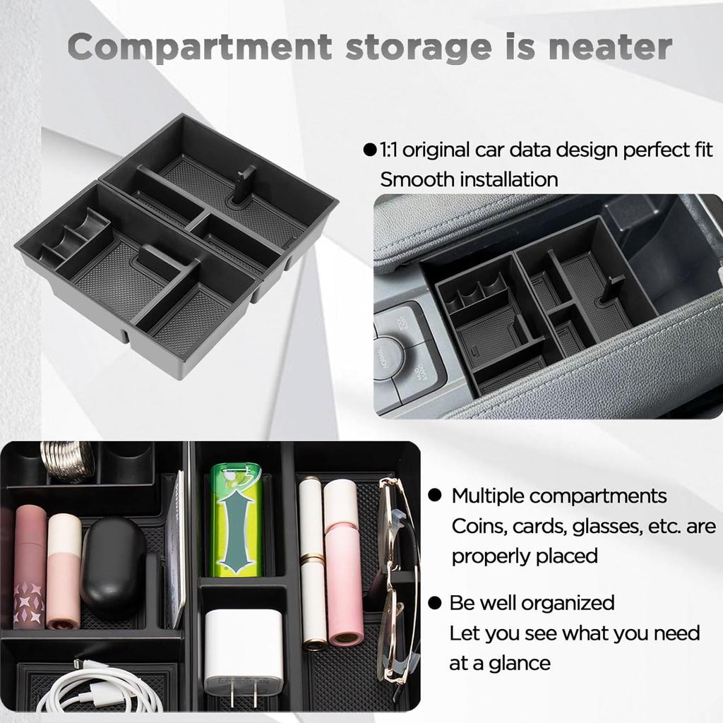 Лоток-органайзер для центральной консоли, 2 шт., совместимый с Toyota Grand Highlander 2024 года выпуска (Гибридный) Вставка для ящика для хранения в подлокотнике Аксессуары для интерьера