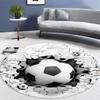 Soccer Ball Round Area Rug – Football Game Theme Carpet – Non-Slip Floor Mat for Living Room or Kids' Room, Washable Home Decor