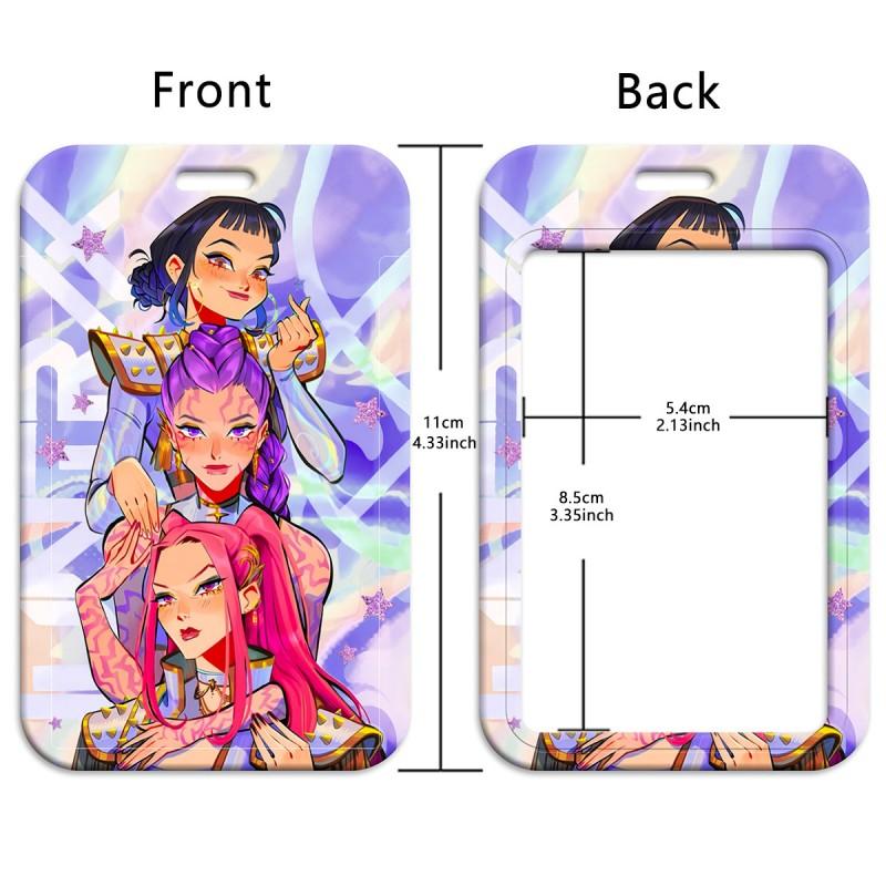 Fashion Hard Shell Card Cover Kpop Demon Hunter Cartoon  Student Stationery Hanging Rope Bus ID Card Holder