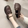 Platform Bow Small Leather Shoes Women's British Style Retro Versatile Skirt Mary Jane Single Shoes Spring and Summer New