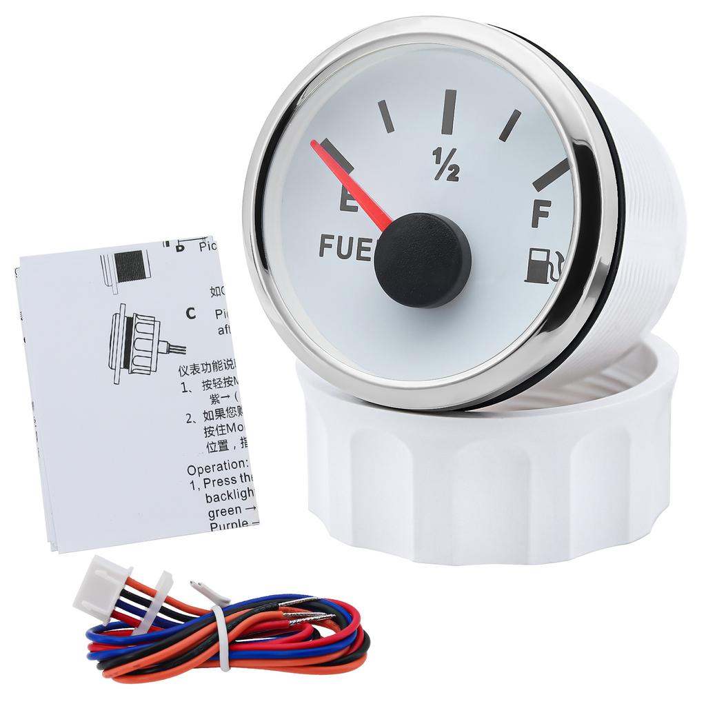 0-190 Ом 2" 52 мм Указатель уровня топлива с 8-цветной подсветкой Водонепроницаемый Индикатор уровня в масляном баке для автомобиля, дома на колесах, лодки, морской 12 В 24 В
