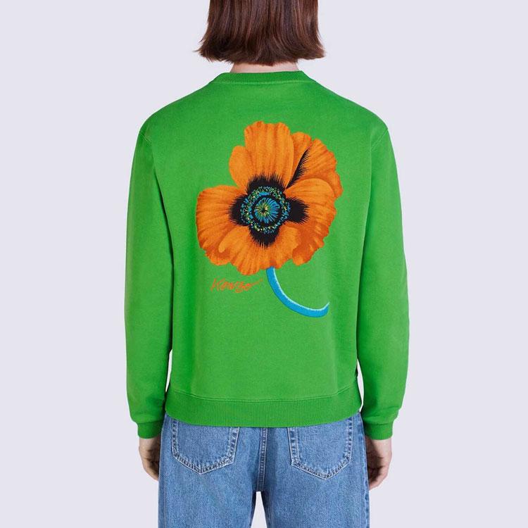 Kenzo Свитшоты серии 'Цветок мака' Мужские Зеленые С круглым вырезом Умеренные Другие FC65SW4254MF-57
