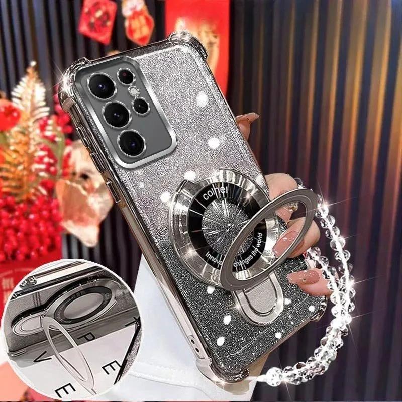 Для Xiaomi 15T Xiomi 17 Pro Max 13T 14T Pro 15 Ultra Противоударный чехол для телефона Блестящий Магнитный держатель-подставка Браслет Мягкая крышка