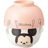 Disney Mickey Mouse Yululun Soup and Rice Bowl Set, Approximately 10 X 6cm Diameter, Pink, Made In Japan, Mickey Mouse Merchandise, Birthday Gift
