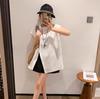 White design short-sleeved irregular shirt blouse new women's 16-year summer split-ended blouse