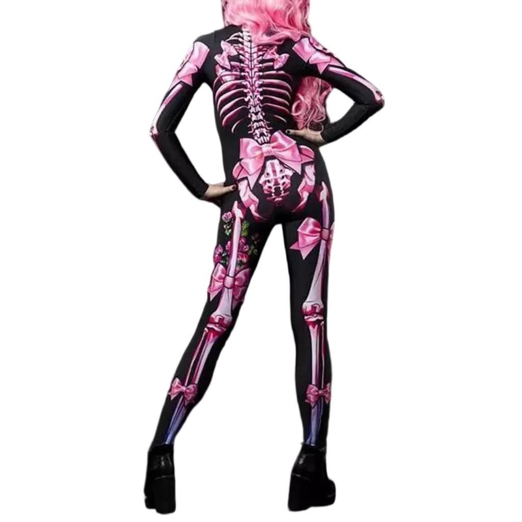 Halloween Skull Bone Print Jumpsuit