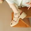 Fashion 2025 Summer Sandals Split Leather Roman Sandals for Women Casual Buckle Strap Platform Shoes GLADIATOR Thick Heel Women Shoes