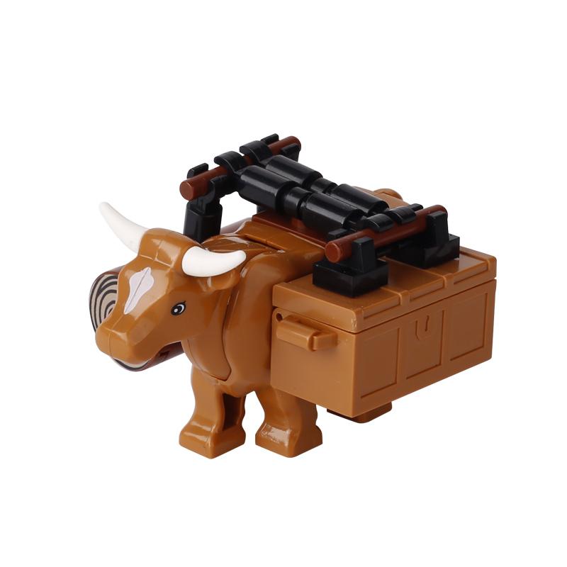 MOC Средневековая Ферма Крупный Рогатый Скот Лошадь Карета Строительные Блоки Рыцари Транспортировка Скота Кирпичи Модель Минифигурка Аксессуары Игрушка