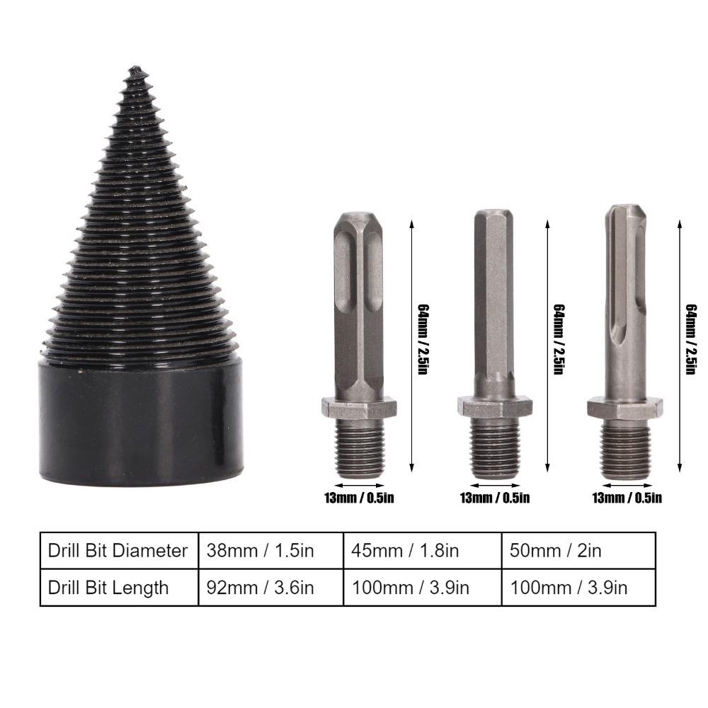 4pcs Heavy Duty Detachable Log Splitter Bit Hex Shank Firewood Drill Bit  Family Heating