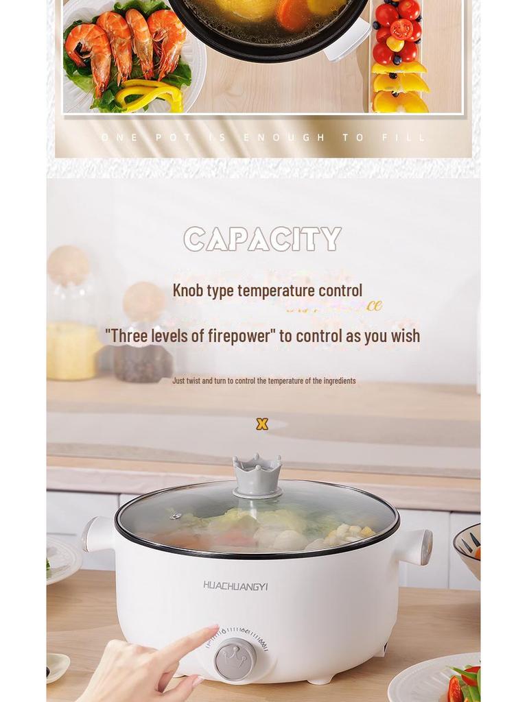 110V US Standard Multi-Function Electric Hot Pot and Frying Pan - Large Capacity, Non-Stick, Ideal for Dormitory and Household Use