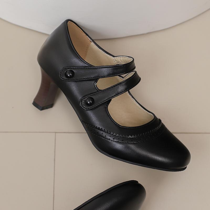 Женские туфли на высоком каблуке, весна-лето, новые, резные, в стиле ретро, легкие, большого размера, низкие туфли