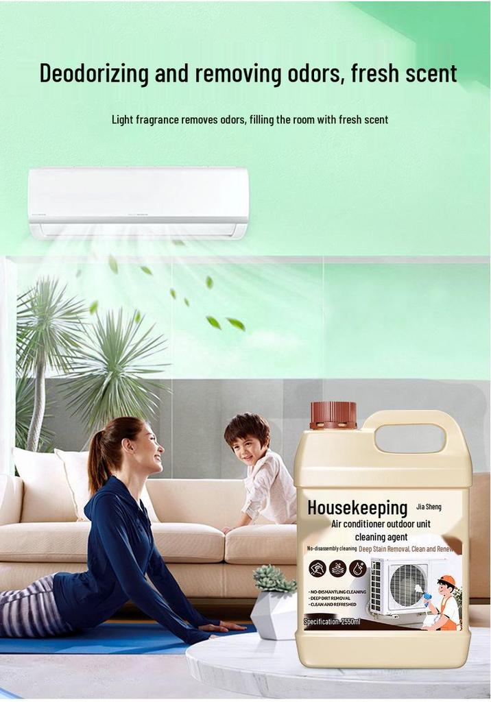 Indoor & Outdoor Air Conditioner Cleaner: Quick, No-Disassembly Stain, Dust & Odor Removal