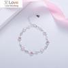 925 Sterling Silver Sweet Bracelet Pink Zircon Sakura Flower Charm Bracelets For Women INS Tennis Chain Jewelry Bangle