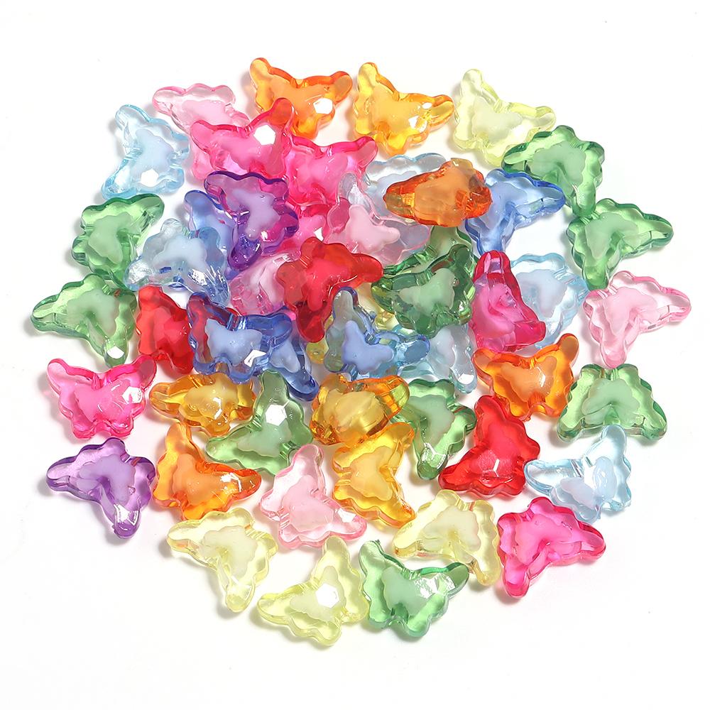 50pcs/lot Mixed Color Acrylic Beads Flower Oval Round Bucket Shape Loose Beads For DIY Bracelet Earrings Jewelry Accessories