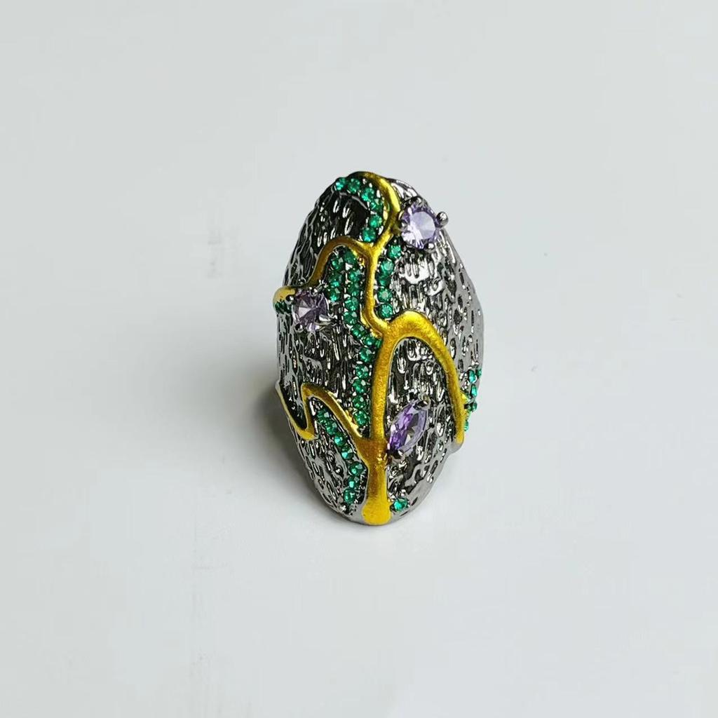 Модное кольцо с листом аметиста для женской помолвки