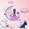 Butterfly Little Girl Gray Moon Clouds Wall Stickers Removable Vinyl Home Decor Living Room Bedroom Self-adhesive Decoration