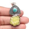Кулон Желтый Друзовый Бирюзовый Драгоценный Камень День Святого Валентина Серебряные Украшения 2.25"