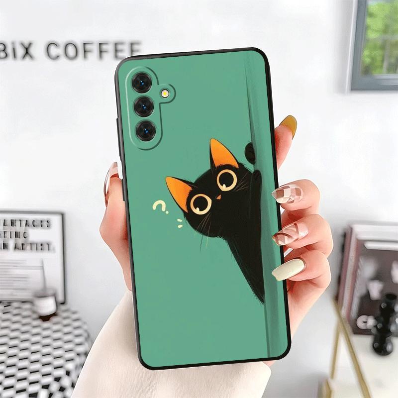 Кошка Милый Котёнок Мультяшный Мягкий Чехол для Телефона для Samsung A17 A37 A57 A16 A26 A36 A56 A15 A25 A35 A55 A14 A24 A34 A54 A13 A23 A33 A53