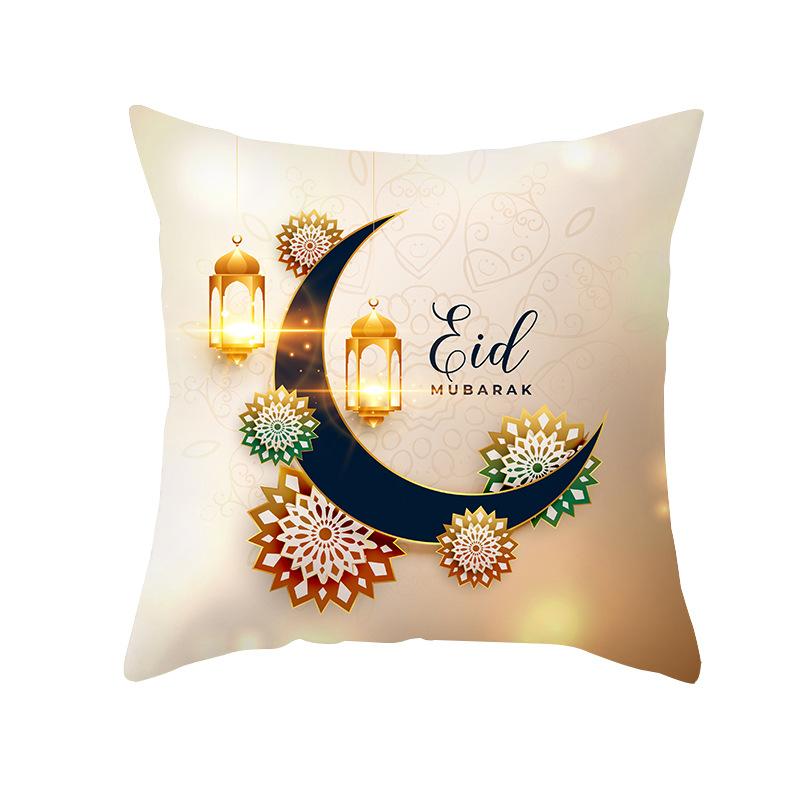 Golden Moon Ethnic Mubarak Ramadan Printed Polyester Pillow Case Home Living Room Sofa Bedroom Decoration Pillow Case