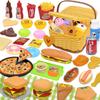 VBACALA Play Kitchen 54 Ice Cooking Basket Picnic Pretend Christmas Girls Set, Pieces, Vegetables, Fruits, Cake, Cream, Hamburger, Pizza, Utensils,